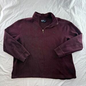 Polo Ralph Lauren Sweater Red Maroon Pullover Quarter Zip Pony Mens Sz XXL